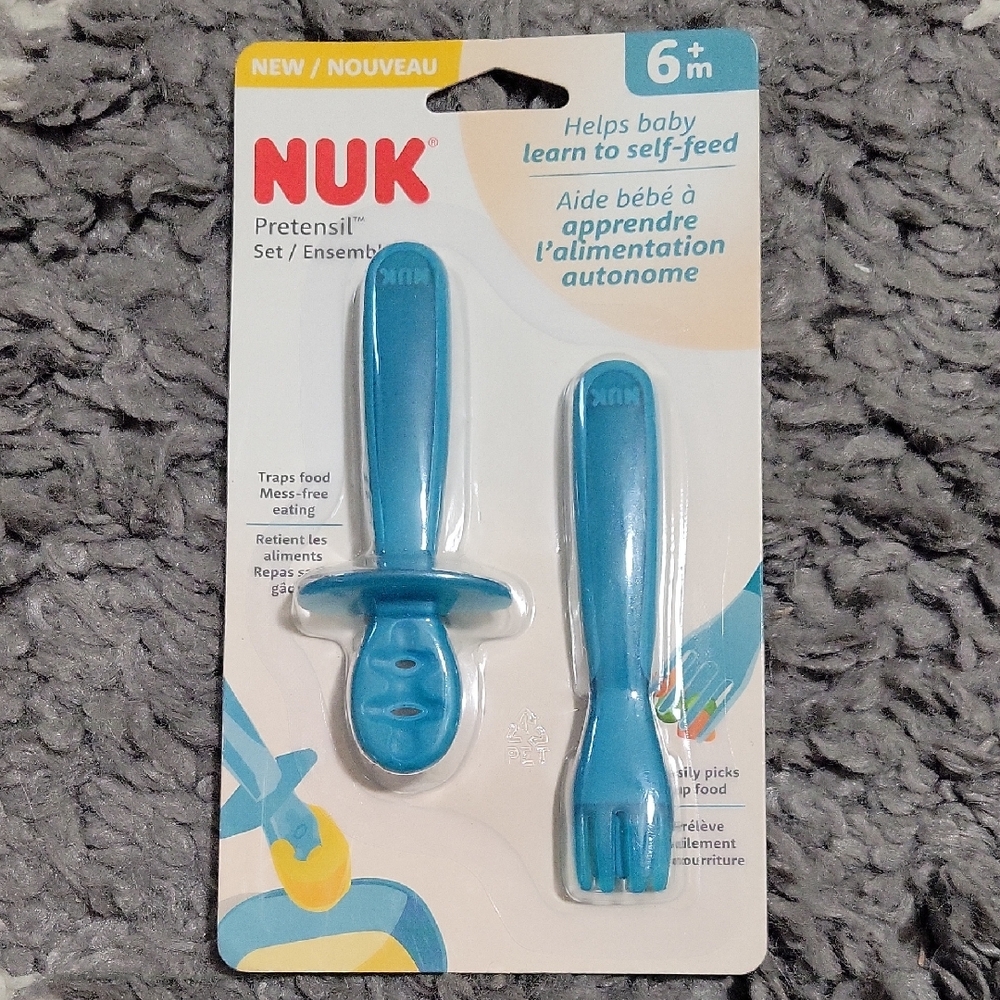 Nuk Pretensil Blue Ergonomic Soft-Tip Feeding Set NIP